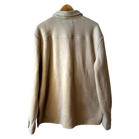 NWT Pacsun Mens Fleece Pocket Shirt Jacket Shacket Pebble Beige Size Large Y2K - Picture 3 of 14